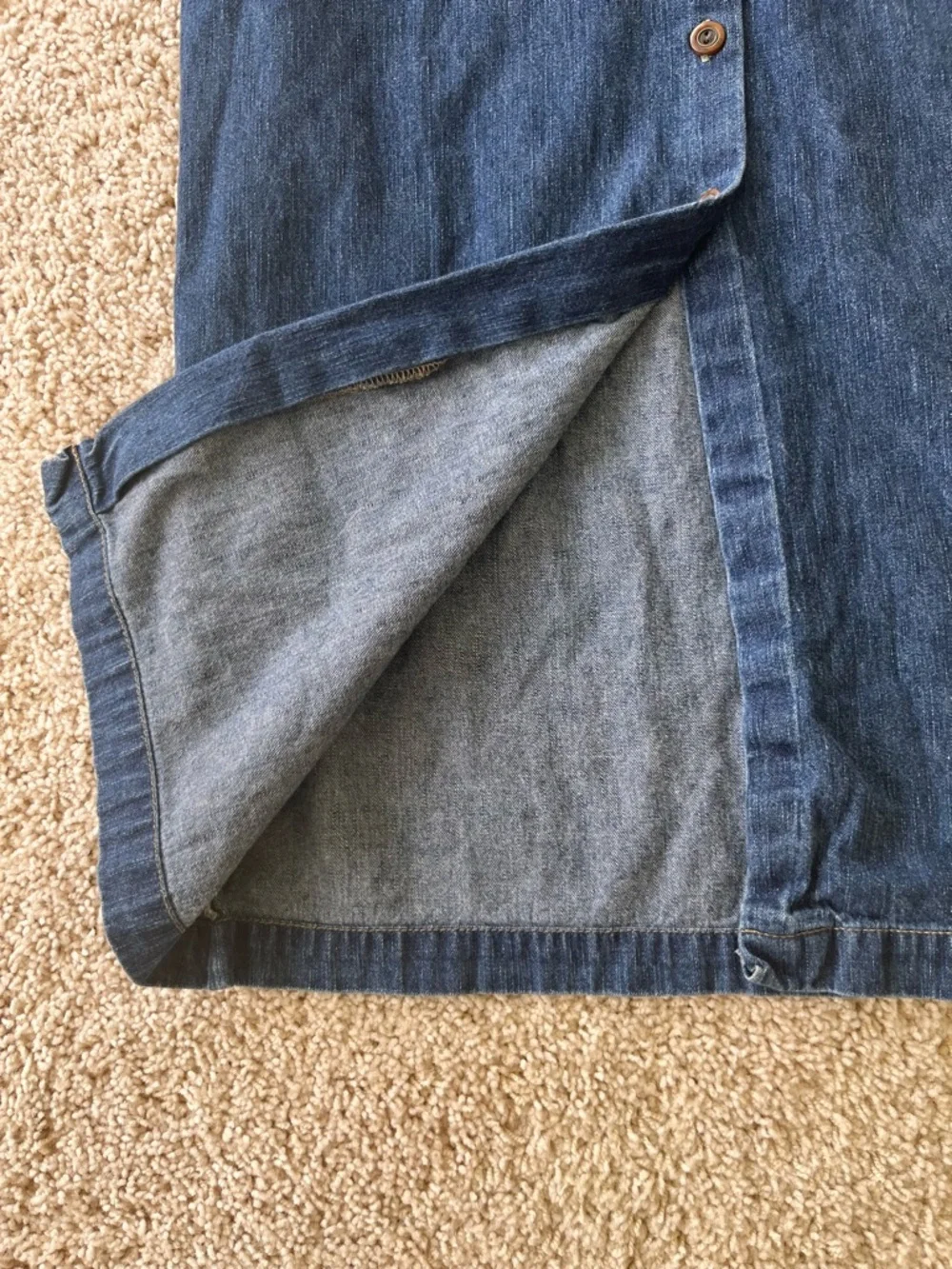VTG St Johns Bay Denim Dress 10 Midi Button Up Modest‎ Coastal Western 90s Y2K